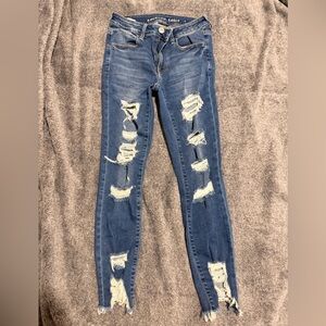 American Eagle Outfitters Ripped Blue Skinny Jeans